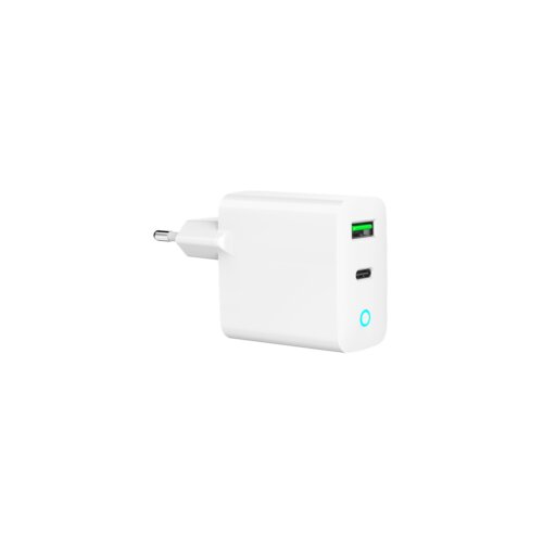  USB punjač 1xType-C + 1xUSB-A fast charger, 20W, white, LED, GEMBIRD, TA-UC-PDQC20L-W-01 Slike