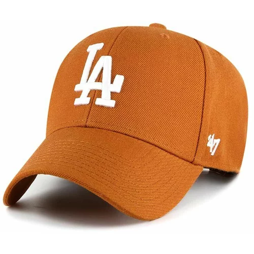 47 Brand Kapa iz mešanice volne MLB Los Angeles Dodgers oranžna barva