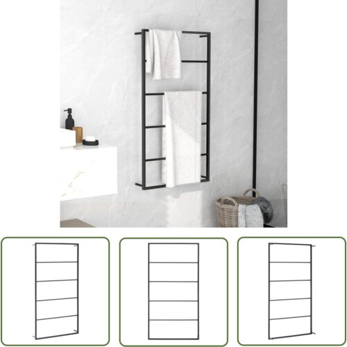 The Living Store Stojalo za brisače črno 60x10x116 cm jeklo - Stojalo Za Brisače, (21743971) Cene