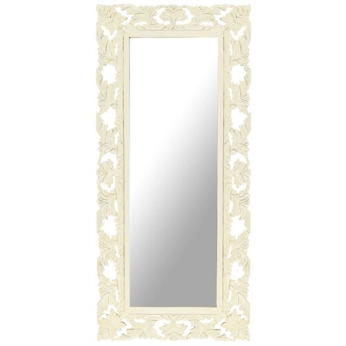 VidaXL Ručno izrezbareno ogledalo bijelo 110x50 cm masivno drvo manga Slike