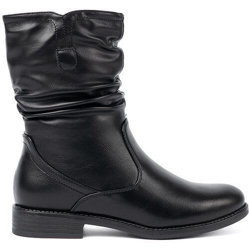 Shelvt Comfortable black ankle boots with ruffles Slike