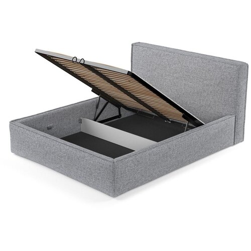 Maison de R&amp;ecirc;ve Sivi tapecirani bračni krevet s prostorom za odlaganje s podnicom 180x200 cm Lounge L &amp;ndash; Slike