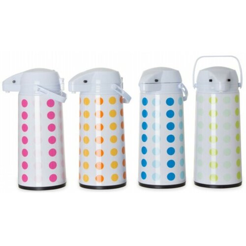 Kaufgut termo posoda s črpalko Airport na barvne pike 1,9l, inox, pvc, steklo AIRPORT 1,9 l 8004537610413 Cene