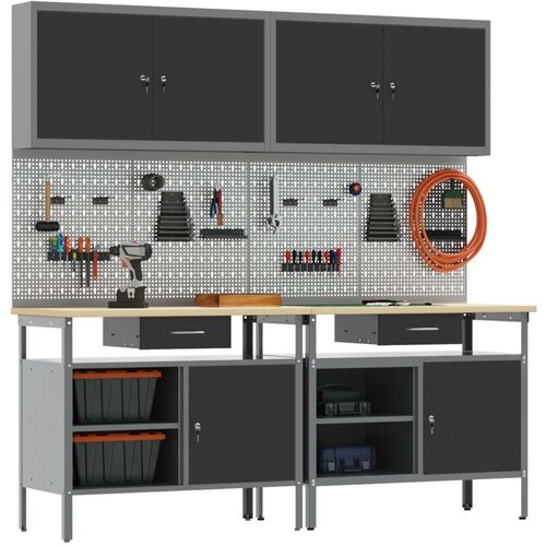  Set radne klupe od 8 u crnom čeliku Slike