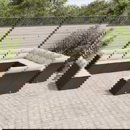 VidaXL 13-dijelni set vrtnih sofa s jastucima smeđi od poliratana Slike