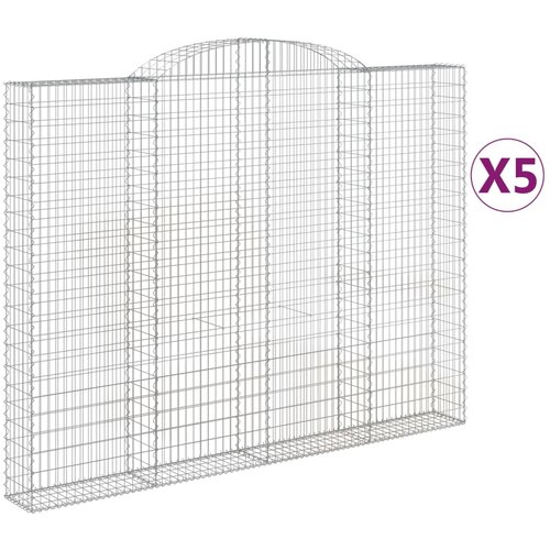 vidaXL Obokane gabion košare 5 kosa 300x30x220/240 cm pocinkano železo, (21000220) Cene
