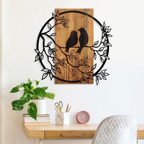Wallity Zidna dekoracija Couple Birds, 57x59 cm, Smeđe boje Cene