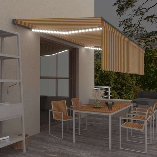 Tenda Automatska tenda s roletom i senzorom LED 5 x 3 m žuto-bijela Cijene