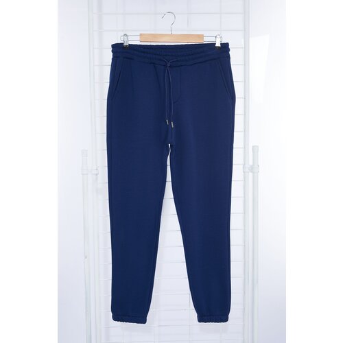 Trendyol indigo regular cut sweatpants with elastic lace-up and fleece inside Cene