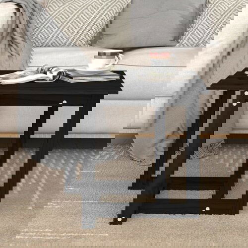 VidaXL Klubska mizica črna 50x50x45 trdna borovina Slike