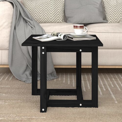VidaXL stolić za kavu crni 50 x 50 x 45 cm od masivne borovine Slike