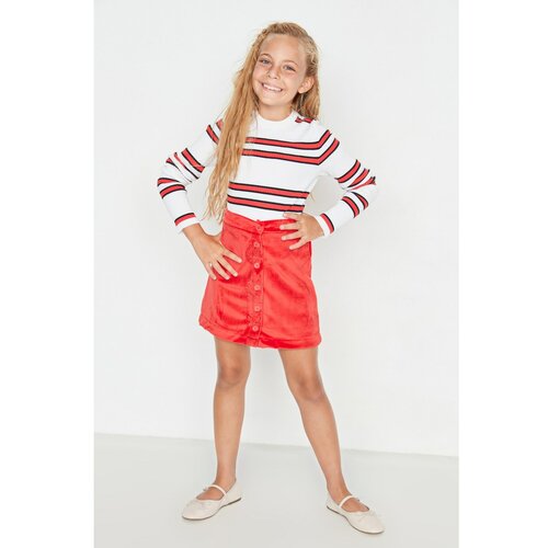 Trendyol Red Velvet Girl Knitted Skirt Cene