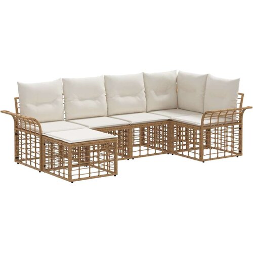  Set vanjskih sofa 6 pcs Prirodna i krema bijela Poliester Cene