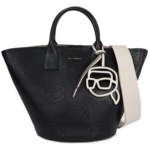 Karl Lagerfeld Torbe IKON LEATHER PERF TULIP TO Črna Cene