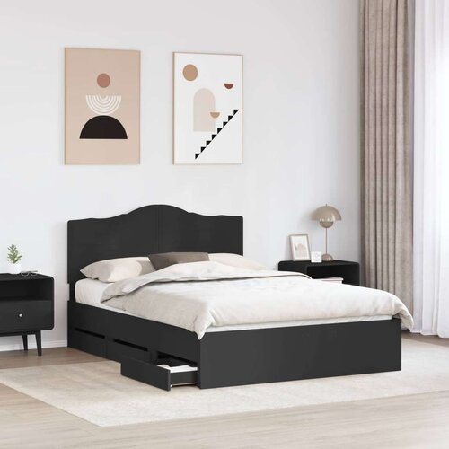 Okvir za krevet Crna 140 x 200 cm Inženjersko Drvo - Crna 140 x 200 cm Slike