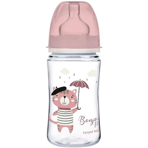 Canpol flašica za bebe bonjour paris roze 240ml, 0m+ Slike