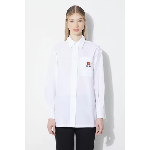 Kenzo Pamučna košulja Boke Flower Oversize Shirt za žene, boja: bijela, relaxed, s klasičnim ovratnikom, FD52CH0919LH.01