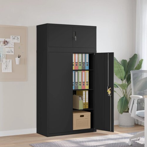 VidaXL Ormarić za spise crni 90 x 40 x 180 cm čelični Slike
