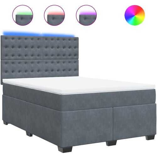 vidaXL Box spring postelja z vzmetnico temno siva 160x200 cm žamet, (21309787) Cene