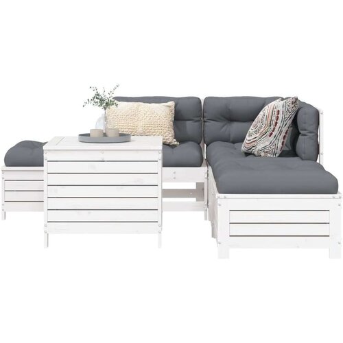 6-dijelni set vrtnih sofa bijeli od masivne borovine Cene