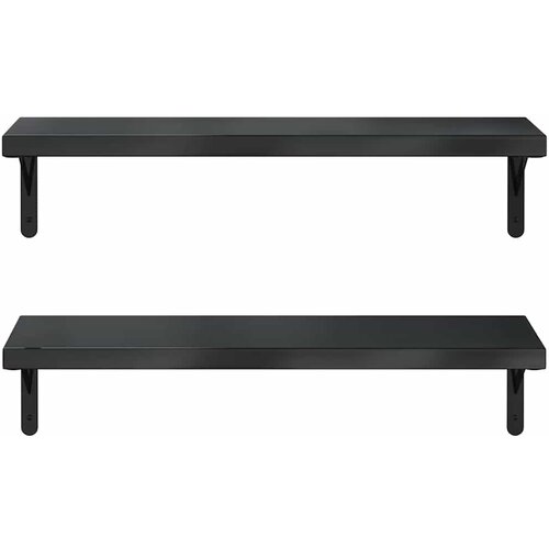  Zidne police 2 kom 75 x 23,5 cm crne nehrđajući čelik Slike