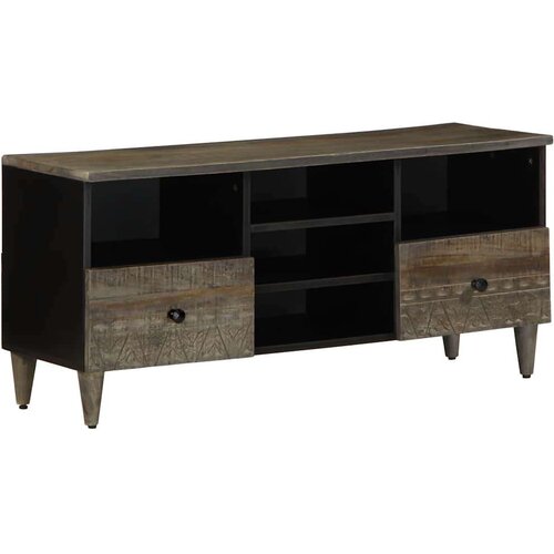 TV ormarić crni 100 x 33 x 46 cm od masivnog drva manga Cijene