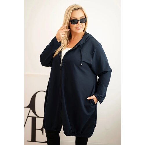 Kesi Women&amp;#039;s Plus Size cotton hoodie with a zipper navy Slike