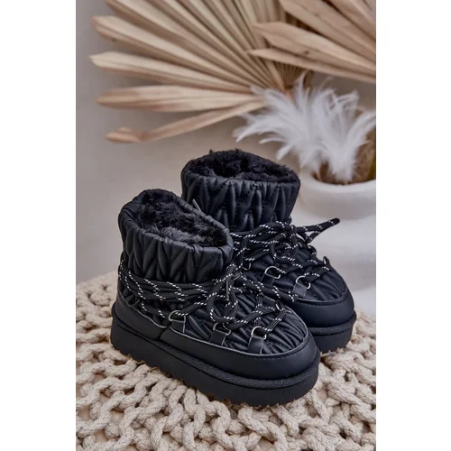 FR1 Children's Insulated Snow Boots With Thick Fur Black Nastira