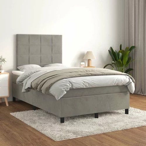 Box spring postelja z vzmetnico svetlo siva 120x200 cm žamet, (20789859)