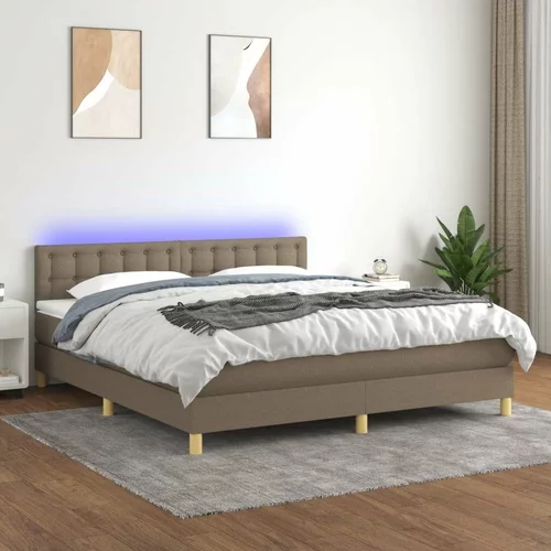  Box spring postelja z vzmetnico LED taupe 160x200 cm blago, (20900152)