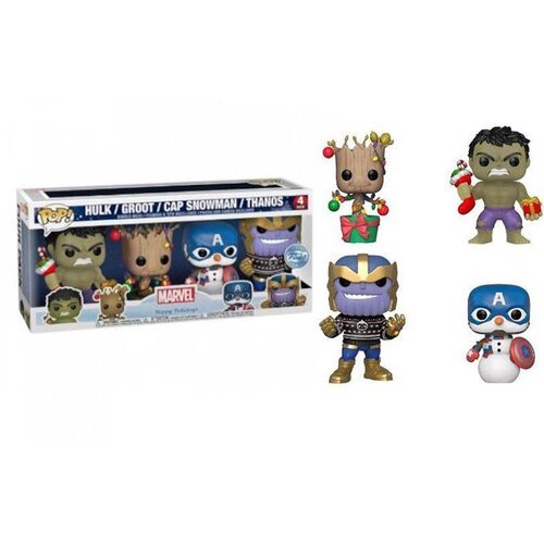 Funko figura pop! marvel: holiday bobble head hulk / groot / cap snowman / thanos 4PK Cene
