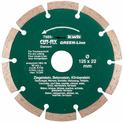 KWB GreenLine Diamant rezni disk 180, Cut-Fix, 7.0x2.0, segmentni Slike