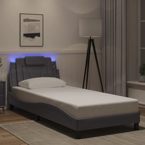 Furnova Posteljni okvir z LED lučkami siv 90x190 cm umetno usnje, (21942093) Slike