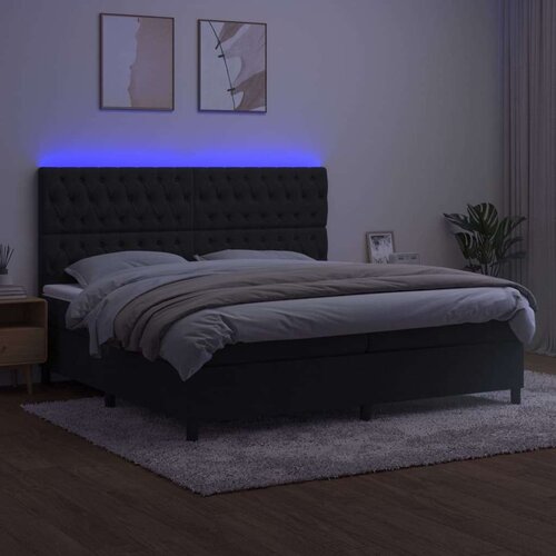  Box spring s madracem LED crni 200x200 cm bar&amp;scaron;un Slike