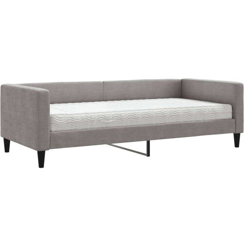VidaXL Dnevni krevet s madracem smeđesivi 90 x 200 cm od tkanine Slike