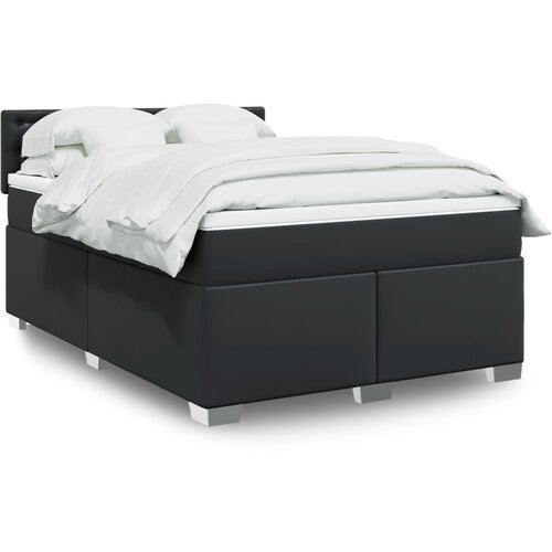  The Living Store Box spring postelja z vzmetnico črn 140x200 cm umetno usnje - Box Spring Postelja, (21458017) Slike