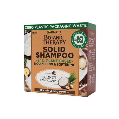 Garnier botanic therapy coco &amp;amp; macadamia solid shampoo hranjivi i omek&amp;scaron;avajući čvrsti &amp;scaron;ampon za suhu kosu 60 g za žene Slike
