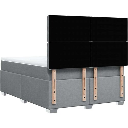 VidaXL Krevet box spring s madracem svjetlosivi 140x200 cm od tkanine Slike