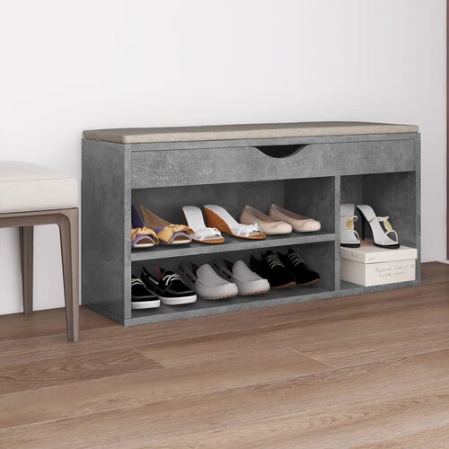vidaXL klupa za cipele s jastukom boja betona 104 x 30 x 49 cm iverica Cijene