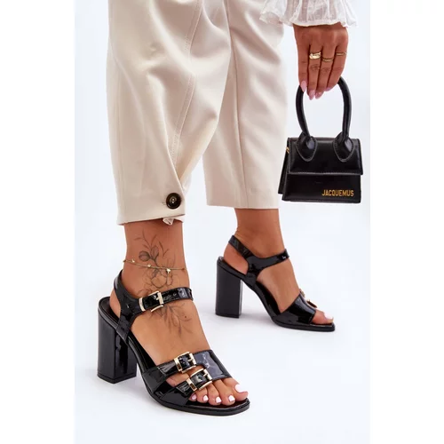 Kesi Lacquered heel sandal S.Barski 80-3 black