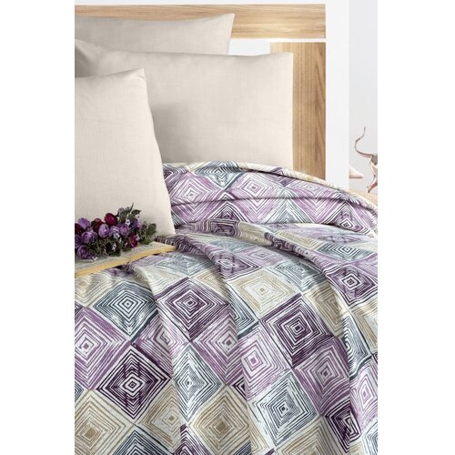 Mila Home Ljubičasti/krem pamučan prekrivač 200x230 cm Pique &amp;ndash; Slike
