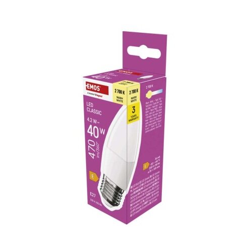  LED žarnica Classic Candle / E27 / 4,2 W (40 W) / 470 lm / Toplo bel Slike