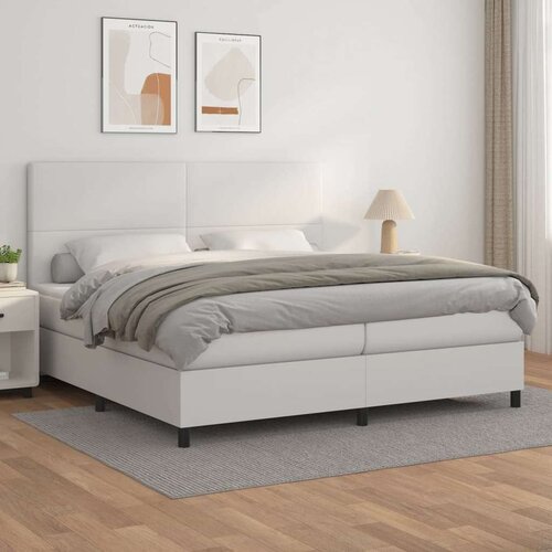  Box spring postelja z vzmetnico bela 200x200 cm umetno usnje, (20761025) Slike