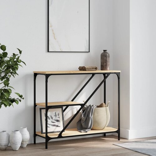 vidaXL Konzolna mizica sonoma hrast 88,5x30x75 cm inženirski les Cene