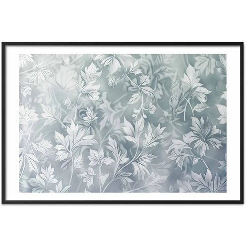  Plakat - Worn Floral Patterns in Muted Turquoises 90x60 Crni okvir s margom Slike