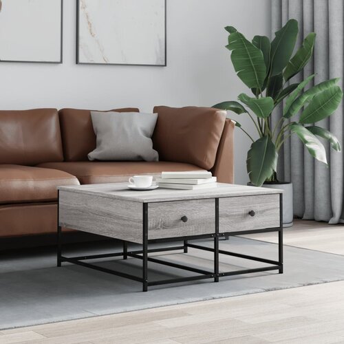  The Living Store Klubska mizica siva sonoma 80x80x40 cm inženirski les - Klubska Mizica, (21445017) Slike
