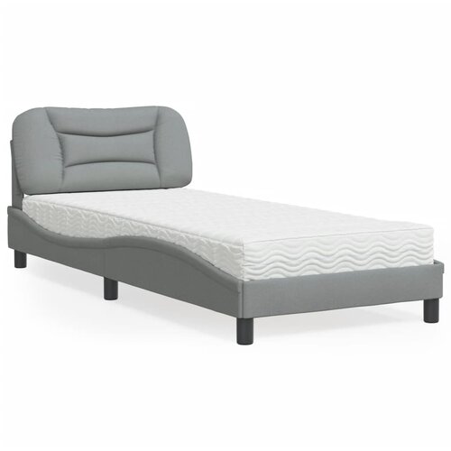 VidaXL Krevet s madracem svjetlosivi 90x190 cm od tkanine Slike