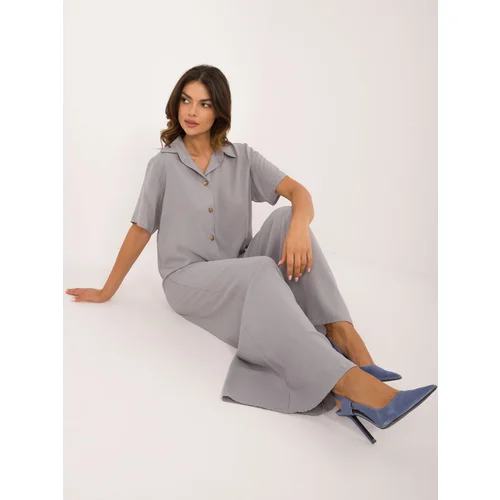 Fashion Hunters Grey women's summer set with a short shirt