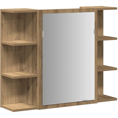 Maison Chic Kopalniška omarica - Kopalniški kabinet z ogledalom artisan hrast 80x20,5x64 cm, (21794614) Cene