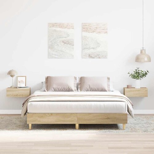 vidaXL Posteljni okvir brez vzmetnice hrast 150x200 cm inženirski les Cene